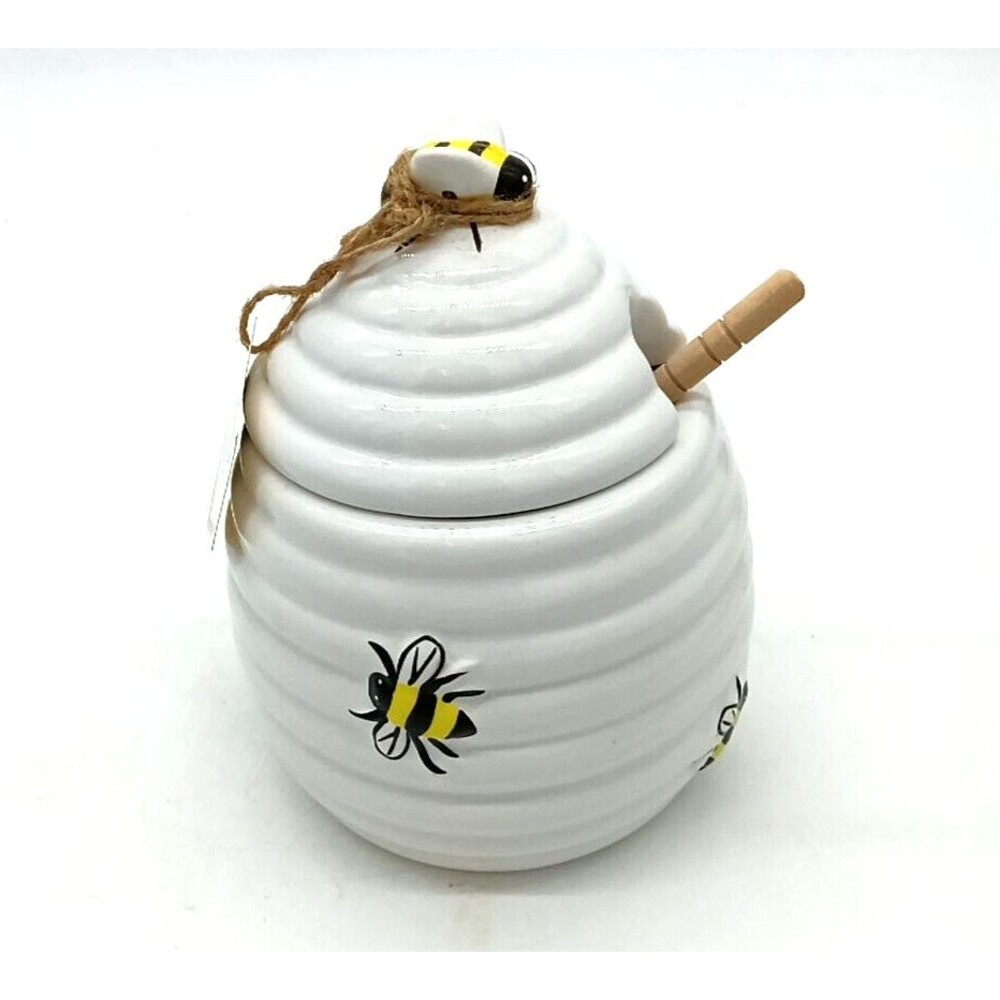 Market Finds Ceramic Bee Hive Honey Pot With Honey Drip